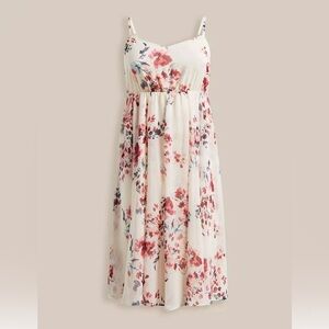 Torrid 2X Midi Chiffon Pleated Dress in the floral ivory color NWOT Pockets